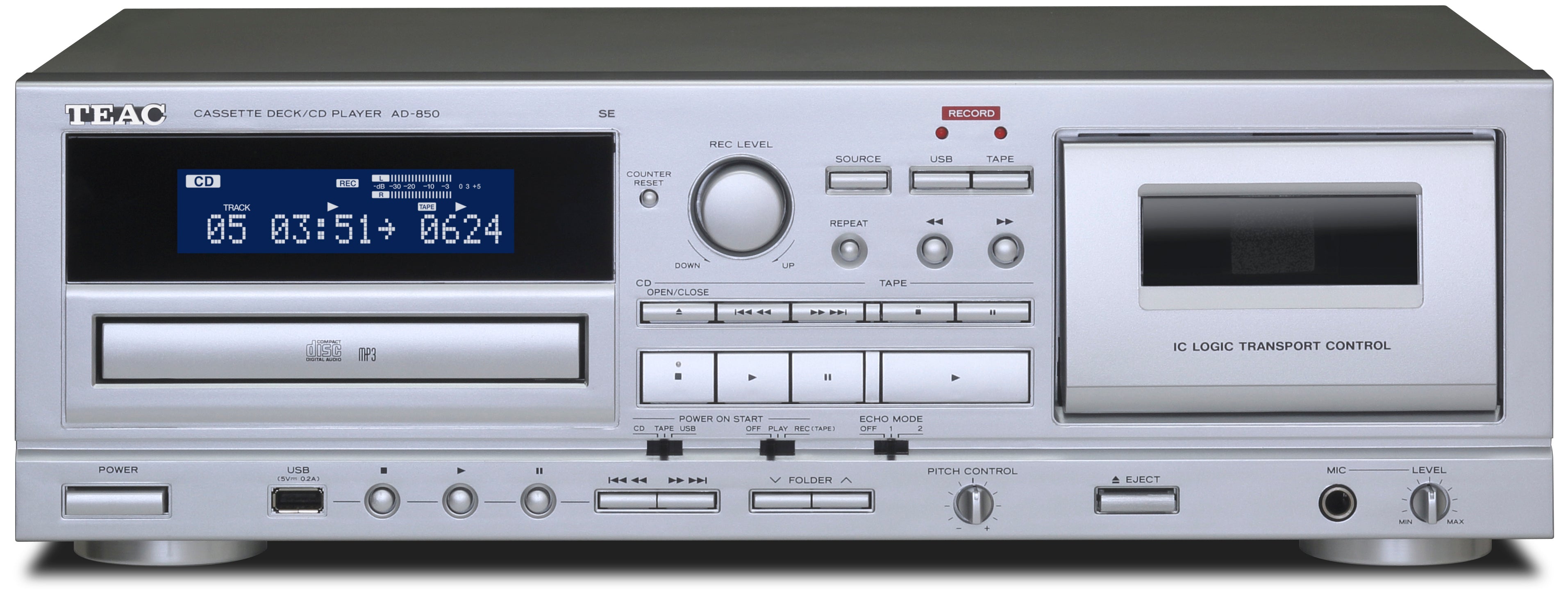 TEAC AD-850-SE Cassette Deck CD Player - Silver – TEAC USA
