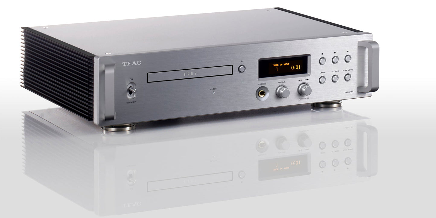 TEAC VRDS-701 Dual Monaural USB/DAC CD Player/Pre-Amp/Headphone Amplifier - Silver - J
